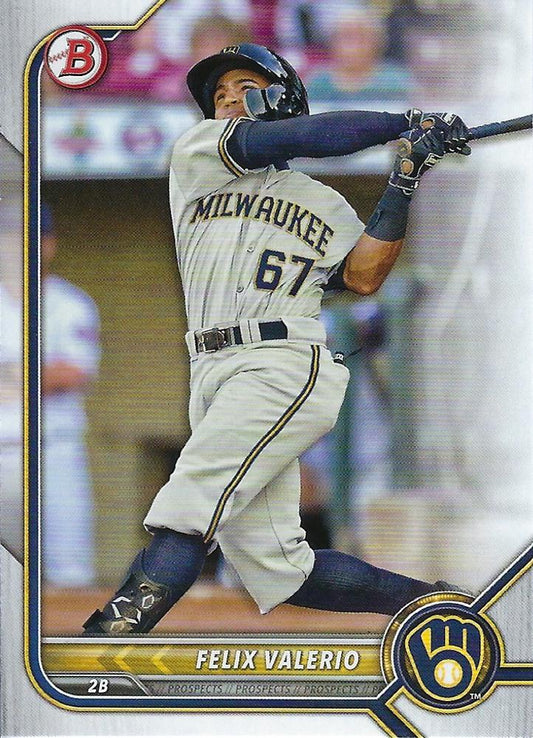 2022 Bowman Draft Felix Valerio BD-66 Milwaukee Brewers