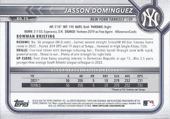 2022 Bowman Draft Jasson Dominguez BD-75 New York Yankees