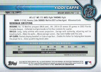 2022 Bowman Draft Yiddi Cappe BD-96 Miami Marlins