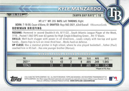 2022 Bowman Draft Kyle Manzardo BD-105 Tampa Bay Rays