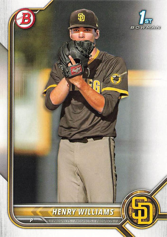 2022 Bowman Draft Henry Williams FBC 1st Bowman BD-119 San Diego Padres