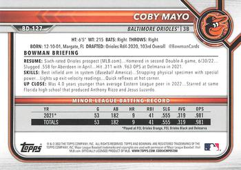 2022 Bowman Draft Coby Mayo BD-127 Baltimore Orioles