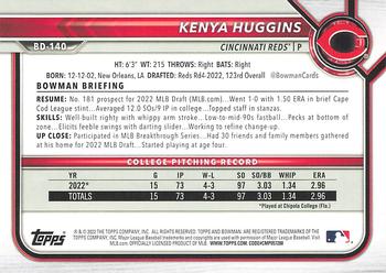 2022 Bowman Draft Kenya Huggins FBC 1st Bowman BD-140 Cincinnati Reds