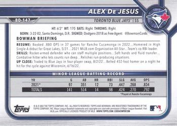 2022 Bowman Draft Alex De Jesus BD-147 Toronto Blue Jays