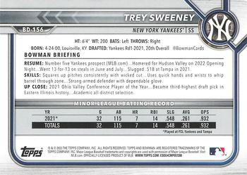 2022 Bowman Draft Trey Sweeney BD-156 New York Yankees