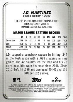 2022 Bowman Platinum Base J.D. Martinez #1 Boston Red Sox