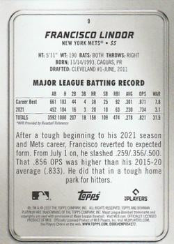 2022 Bowman Platinum Base Francisco Lindor #9 New York Mets