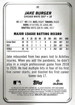 2022 Bowman Platinum Base Jake Burger RC #82 Chicago White Sox