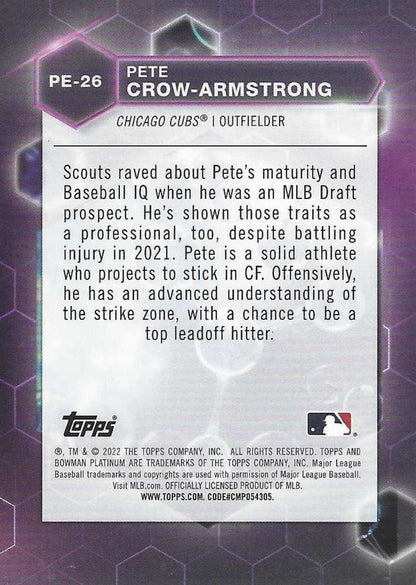 2022 Bowman Platinum Precious Elements Pete Crow-Armstrong PE-26 Chicago Cubs