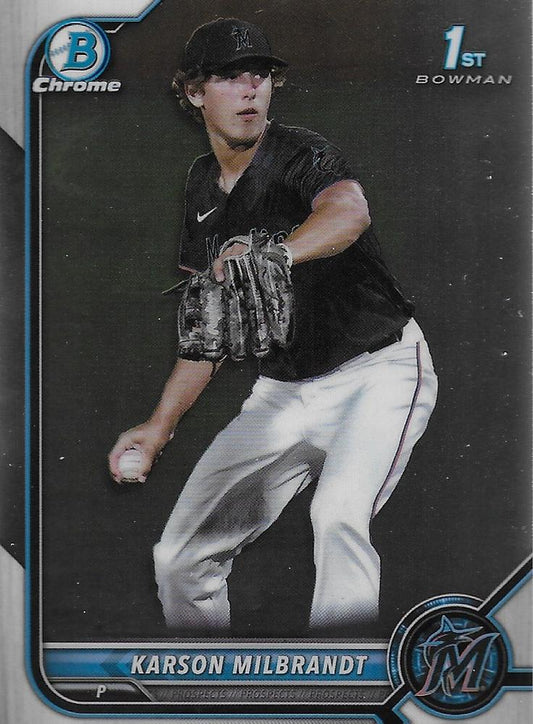 2022 Bowman Chrome Refractor Karson Milbrandt BDC-87 Miami Marlins