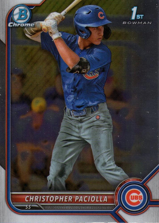 2022 Bowman Chrome Refractor Christopher Paciolla BDC-185 Chicago Cubs