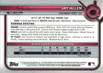 2022 Bowman Chrome Refractor Jay Allen BDC-192 Cincinnati Reds