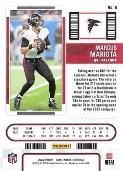 2022 Panini Contenders Season Ticket Marcus Mariota # 8 Atlanta Falcons