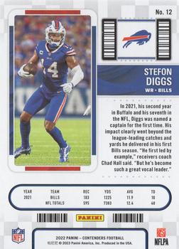 2022 Panini Contenders Season Ticket Stefon Diggs # 12 Buffalo Bills