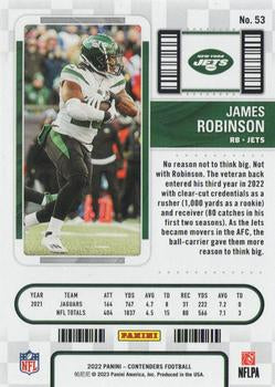 2022 Panini Contenders Season Ticket James Robinson # 53 New York Jets