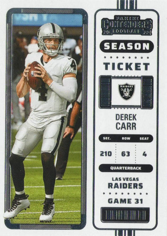 2022 Panini Contenders Season Ticket Derek Carr # 66 Las Vegas Raiders
