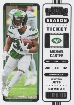 2022 Panini Contenders Season Ticket Michael Carter # 92 New York Jets