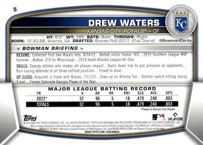 2023 Bowman Drew Waters RC #5 Kansas City Royals
