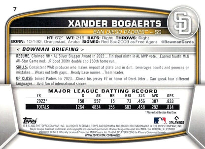 2023 Bowman Xander Bogaerts #7 San Diego Padres