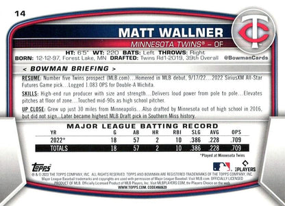 2023 Bowman Matt Wallner RC #14 Minnesota Twins