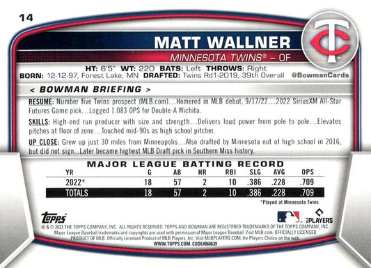 2023 Bowman Matt Wallner RC #14 Minnesota Twins