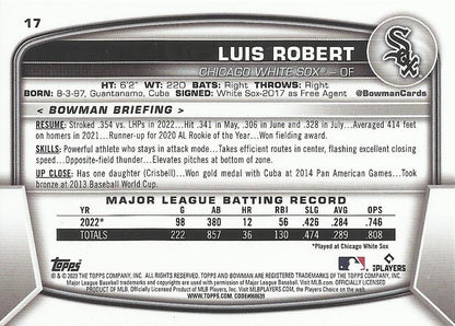 2023 Bowman Luis Robert #17 Chicago White Sox