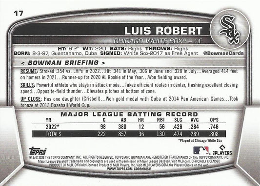 2023 Bowman Luis Robert #17 Chicago White Sox
