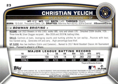 2023 Bowman Christian Yelich #23 Milwaukee Brewers