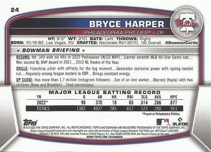 2023 Bowman Bryce Harper #24 Philadelphia Phillies