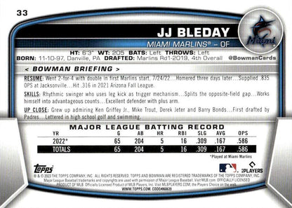 2023 Bowman JJ Bleday RC #33 Miami Marlins