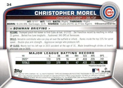 2023 Bowman Christopher Morel RC #34 Chicago Cubs