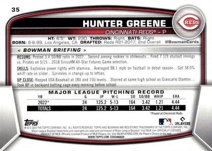 2023 Bowman Hunter Greene #35 Cincinnati Reds