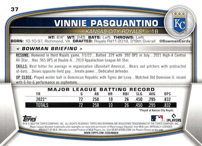 2023 Bowman Vinnie Pasquantino RC #37 Kansas City Royals
