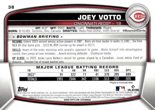 2023 Bowman Joey Votto #38 Cincinnati Reds