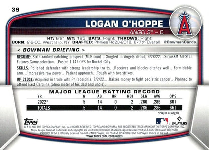 2023 Bowman Logan O'Hoppe RC #39 Angels