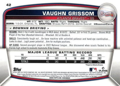 2023 Bowman Vaughn Grissom RC #42 Atlanta Braves