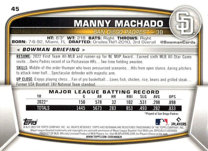 2023 Bowman Manny Machado #45 San Diego Padres