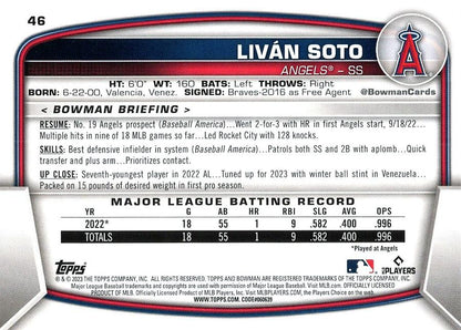 2023 Bowman Livan Soto RC #46 Angels