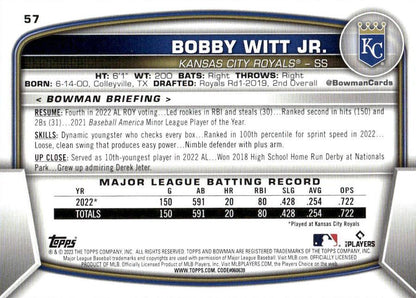 2023 Bowman Bobby Witt Jr. #57 Kansas City Royals