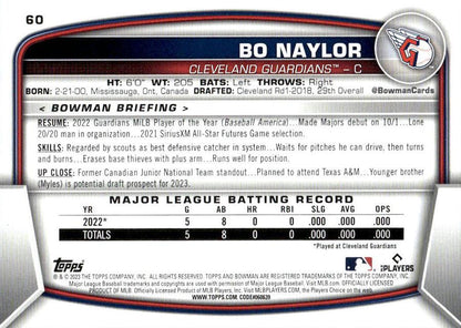 2023 Bowman Bo Naylor RC #60 Cleveland Guardians