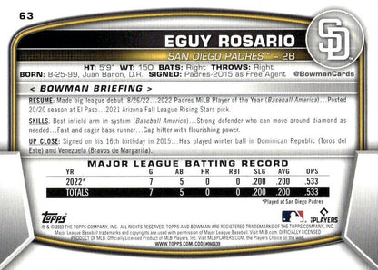 2023 Bowman Eguy Rosario RC #63 San Diego Padres