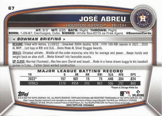 2023 Bowman JosÃ© Abreu #67 Houston Astros