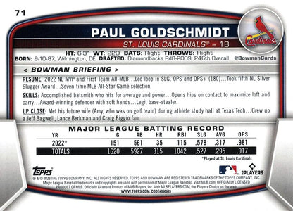 2023 Bowman Paul Goldschmidt #71 St. Louis Cardinals