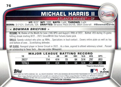 2023 Bowman Michael Harris II RC #76 Atlanta Braves