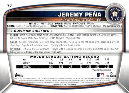 2023 Bowman Jeremy Pena #77 Houston Astros