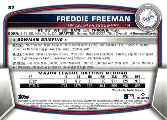 2023 Bowman Freddie Freeman #82 Los Angeles Dodgers