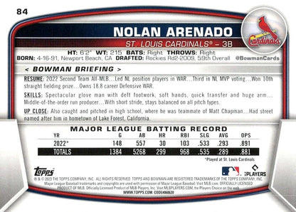 2023 Bowman Nolan Arenado #84 St. Louis Cardinals
