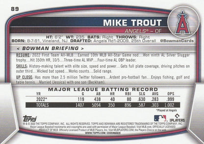 2023 Bowman Mike Trout #89 Angels