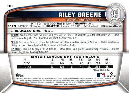 2023 Bowman Riley Greene RC #90 Detroit Tigers