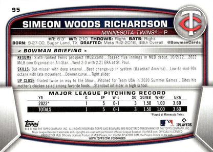 2023 Bowman Simeon Woods Richardson RC #95 Minnesota Twins